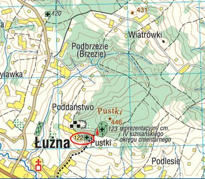 Mapa - Cmentarz wojenny nr 122 - ÂŁuÂżna